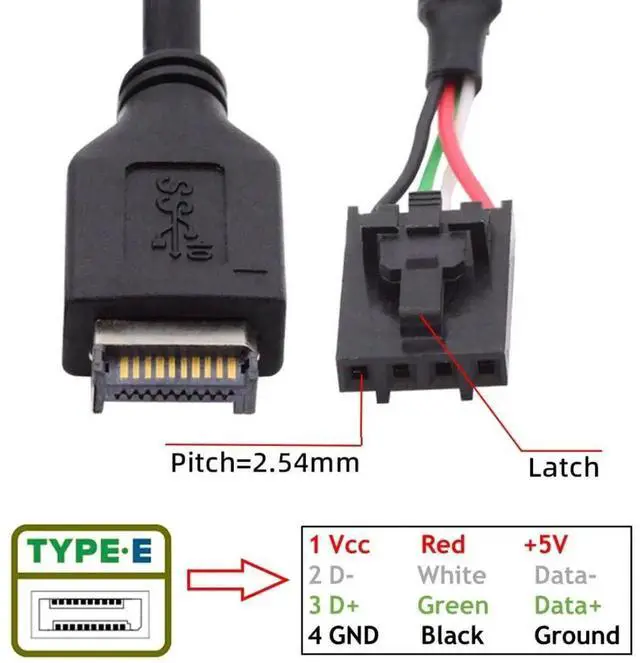 Alt view image 4 of 6 - WRIARICH 0.98FT USB 3.1 Type-E to 2.54mm Pitch 4Pin Cable, Front Panel Header Extension Adapter for 9Pin/10Pin Motherboard HUB