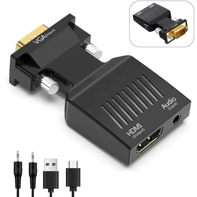 Main image of WRIARICH Uni-Directional VGA Male to HDMI Female Adapter With 3.5mm Audio Jack Support 1080P 60Hz For Laptop PC Projector Monitor