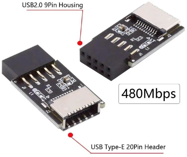 Alt view image 7 of 7 - WRIARICH Key-A Type-E to USB 2.0 9Pin/10Pin Header Adapter, USB 3.1 Front Panel Socket Converter for Motherboard