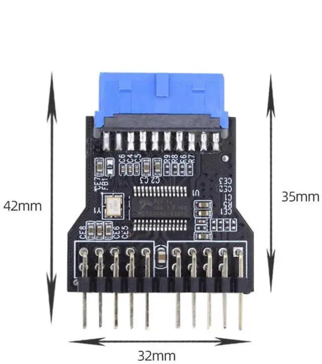 Alt view image 5 of 7 - WRIARICH USB 3.0 19/20Pin Motherboard Header 1-to-2 Splitter Hub Adapter, Convert USB3.0 Internal Port to Dual USB2.0 9/10Pin Headers for Desktop PC DIY Chassis Modding