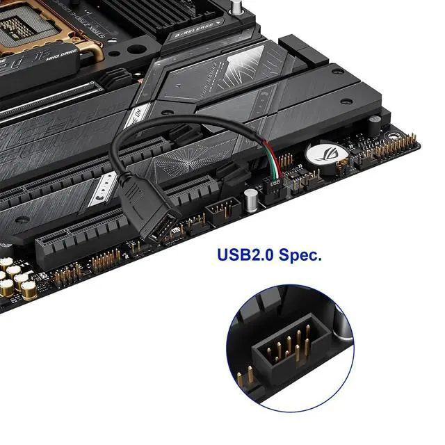 Alt view image 3 of 5 - WRIARICH Motherboard USB 2.0 to Type C Front Panel Cable, USB3.2 Gen 1 Header USB-C Front Panel Adapter Cable for New PC Case