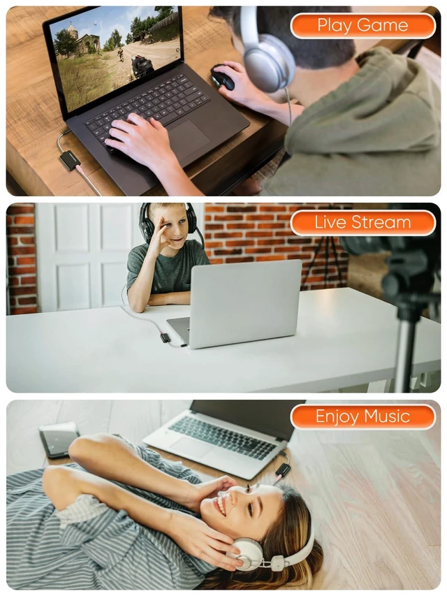 Alt view image 5 of 7 - Vszerda Type C External Sound Card with 3.5 mm Audio Jack, USB-C Microphone Headphone Adapter Compatible with MacBook Pro, iMac, iPad Pro 2020, iPhone 16/15, Galaxy S24/ S23/ S22/ S21+