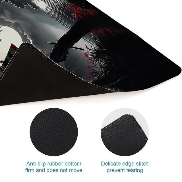 Alt view image 5 of 7 - WRIARICH Large Gaming Mouse Pad, Japanese Samurai Desk Mat, XL Extended Big Mousepad with Non-Slip Rubber Base, Keyboard Computer Mat for Gamers, Office &Home, 31.5x11.8in, Red Maple