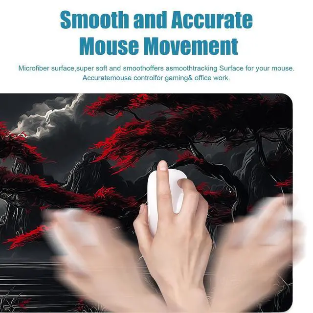 Alt view image 7 of 7 - WRIARICH Large Gaming Mouse Pad, Japanese Samurai Desk Mat, XL Extended Big Mousepad with Non-Slip Rubber Base, Keyboard Computer Mat for Gamers, Office &Home, 31.5x11.8in, Red Maple