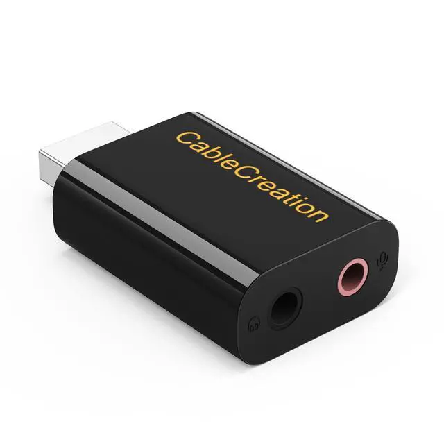 Alt view image 7 of 7 - WRIARICH USB Audio Adapter with 3.5mm Jack, CableCreation USB External Stereo Sound Card with 3.5mm Earphone and Microphone for PS4, PS5, Windows, Mac, Linux, Plug and Play, Black