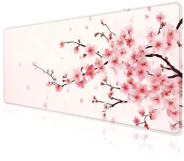 Main image of WRIARICH Large Mouse Pad, Desk Mat Computer Keyboard Pad Non-Slip Rubber Base Waterproof with Stitched Edges for Laptop Gaming, Office & Home 31.5 x 11.8 Inch (Cherry Blossom)