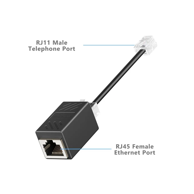 Alt view image 5 of 7 - Vszerda RJ45 to RJ11 Adapter, 2 Pack Phone Jack to Ethernet Adapter, Black RJ45 Female to RJ11 Male Connector for Landline Telephone