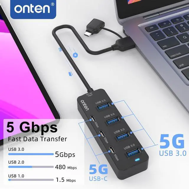 Alt view image 2 of 5 - WRIARICH USB-A$USB-C HUB, 7Ports Hub (USB-C)