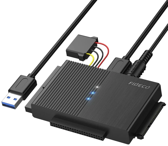 Main image of Vszerda USB 3.0 to SATA or IDE Adapter, Hard Drive Adapter Cable Universal for 2.5/3.5 inch SATA HDD/SSD & IDE HDD with 12V Power Adapter