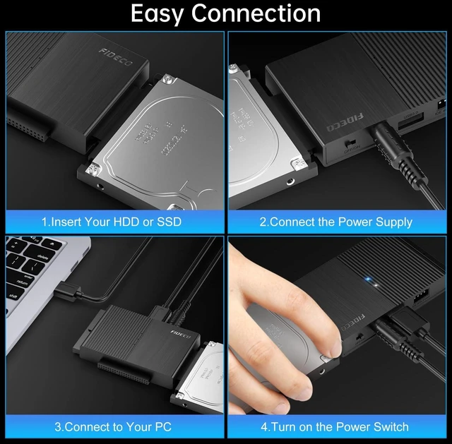 Alt view image 6 of 7 - Vszerda USB 3.0 to SATA or IDE Adapter, Hard Drive Adapter Cable Universal for 2.5/3.5 inch SATA HDD/SSD & IDE HDD with 12V Power Adapter