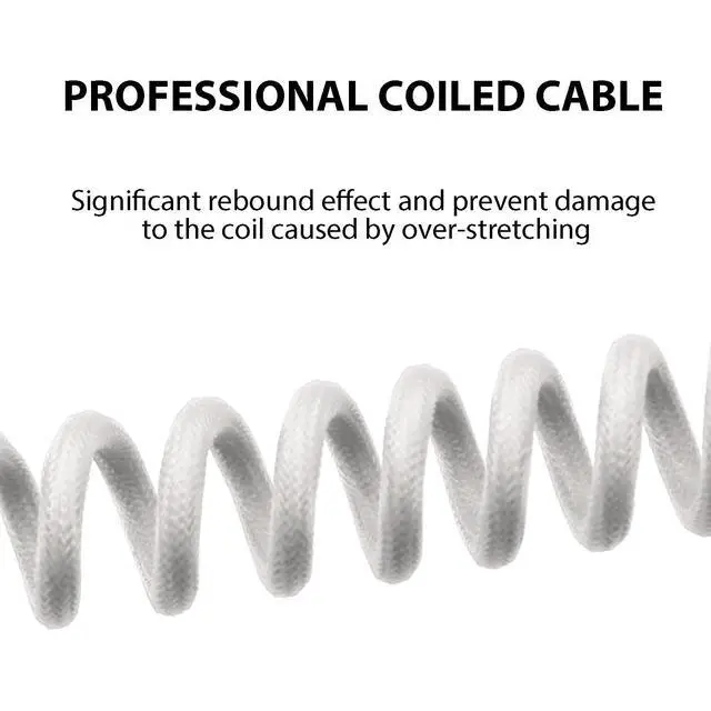 Alt view image 5 of 7 - WRIARICH Mix 1.8m Coiled Keyboard Cable, USB C to USB A TPU Cable for Mechanical Gaming Keyboard, with Detachable Metal Aviator for Custom Keyboard, White