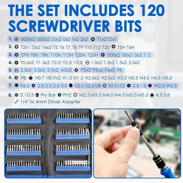 Alt view image 3 of 7 - WRIARICH Electronics Precision Screwdriver Sets 141PCS Magnetic Repair Tool Kit with 120 Bits for iPhone, MacBook, Computer, Laptop, PC, Tablet, PS4, PS5, Xbox, Game Console