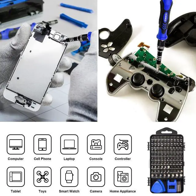 Alt view image 2 of 7 - WRIARICH Precision Magnetic Screwdriver Set 124-Piece Electronics Tool Kit with 101 Bits, for Computer, Laptop, Cell Phone, PC, MacBook, iPhone, PS4, PS5, Xbox Repair