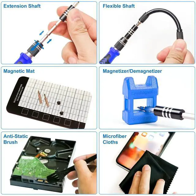 Alt view image 4 of 7 - WRIARICH Precision Magnetic Screwdriver Set 124-Piece Electronics Tool Kit with 101 Bits, for Computer, Laptop, Cell Phone, PC, MacBook, iPhone, PS4, PS5, Xbox Repair