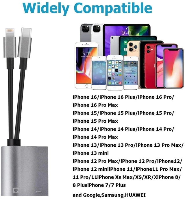 Alt view image 5 of 7 - 2 in 1 Lightning and USB C to RJ45 Ethernet Adapter 100Mbps Wired LAN Network Adapter with Charging Port Ethernet Cable Adapter For iPhone 14/13/12/11/iPad
