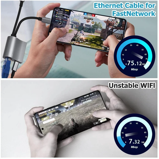 Alt view image 6 of 7 - 2 in 1 Lightning and USB C to RJ45 Ethernet Adapter 100Mbps Wired LAN Network Adapter with Charging Port Ethernet Cable Adapter For iPhone 14/13/12/11/iPad