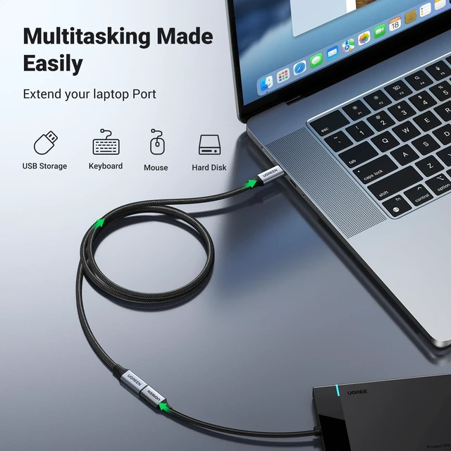 Alt view image 5 of 7 - Vszerda USB C Extension Cable, (1.5Ft/0.5M/10Gbps/100W), USB C Extender Nylon Type C Male to Female Cord Charging & Transfer Compatible with PSVR2/Macbook/iPad/USB C Hub/Magsafe Charger/iPhone 15