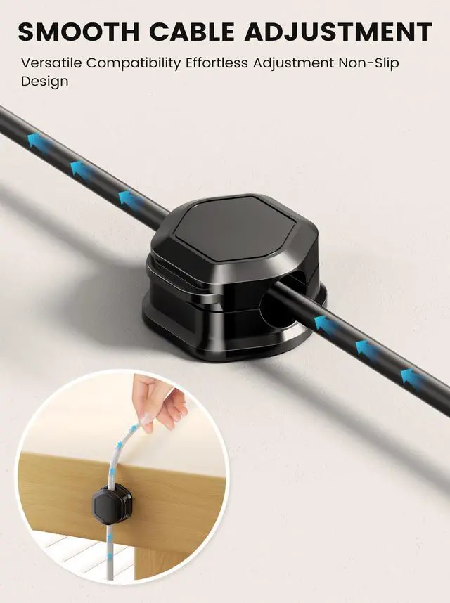 Alt view image 3 of 7 - WRIARICH 6 Pack Magnetic Cable Clips, Cable Smooth Adjustable Cord Organizer Holder, Hide Phone Charging Cable Keeper, Strong Adhesive Wire Charger Holder for Nightstand, Desk, Car, Office Supplies