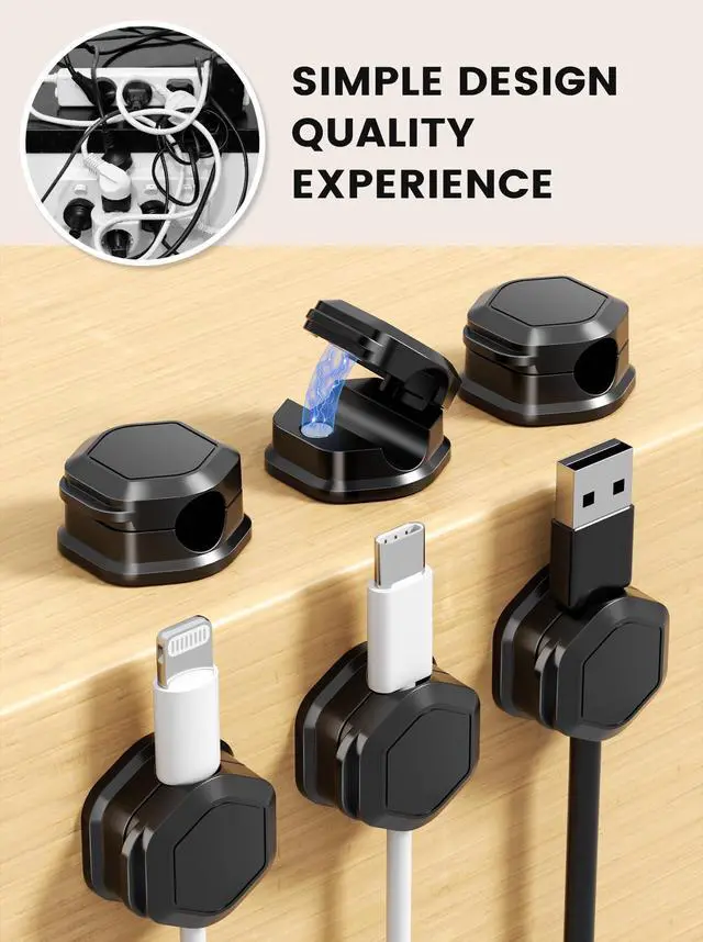 Alt view image 7 of 7 - WRIARICH 6 Pack Magnetic Cable Clips, Cable Smooth Adjustable Cord Organizer Holder, Hide Phone Charging Cable Keeper, Strong Adhesive Wire Charger Holder for Nightstand, Desk, Car, Office Supplies