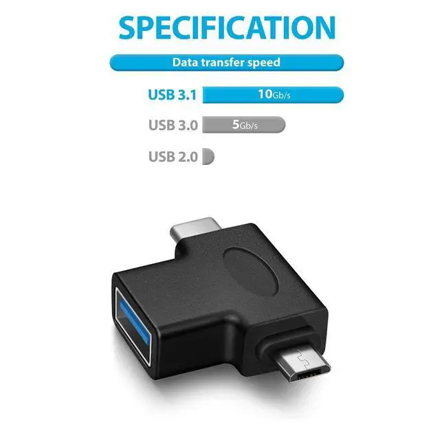 Alt view image 4 of 7 - WRIARICH 2 in 1 OTG Converter USB 3.0 to Micro USB and Type C Adapter