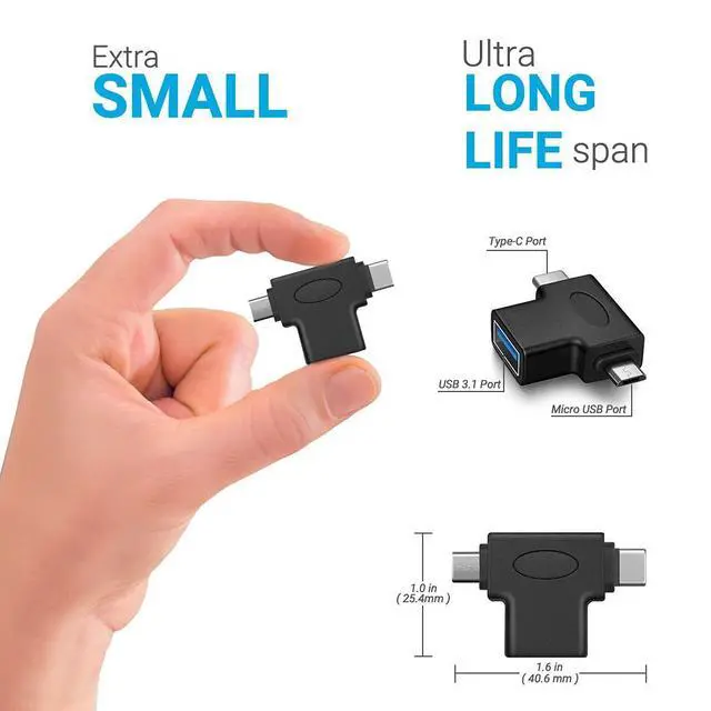 Alt view image 5 of 7 - WRIARICH 2 in 1 OTG Converter USB 3.0 to Micro USB and Type C Adapter