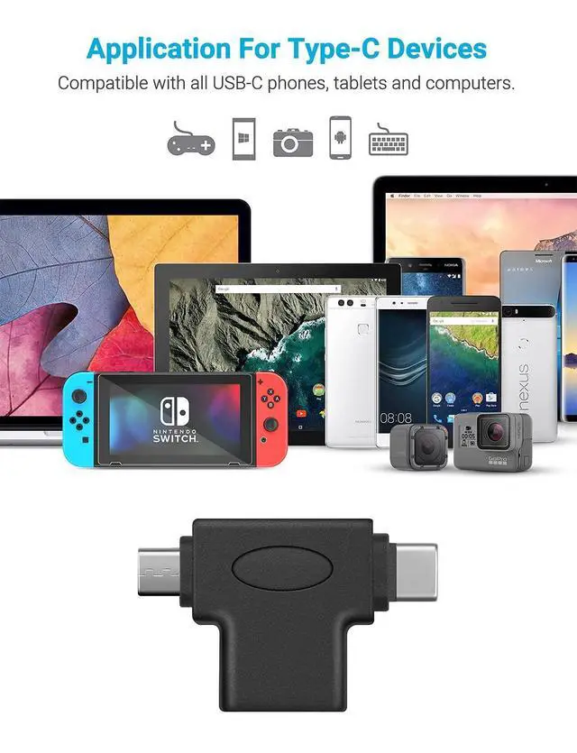 Alt view image 6 of 7 - WRIARICH 2 in 1 OTG Converter USB 3.0 to Micro USB and Type C Adapter