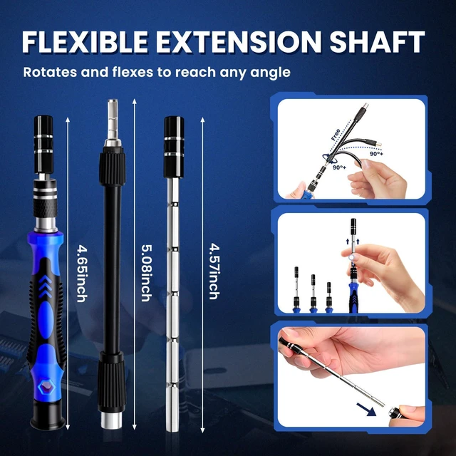Alt view image 2 of 7 - 142Pcs Precision Screwdriver Set for ElectronicsMulti-Bit Repair Tool Kit for iPhone,MacBook,Laptop,Tablet,PS4,Xbox,Nintendo|Magnetic Mat,ESD Tweezers,Suction Cup&Spudger|Comes with Repair Tool Bag