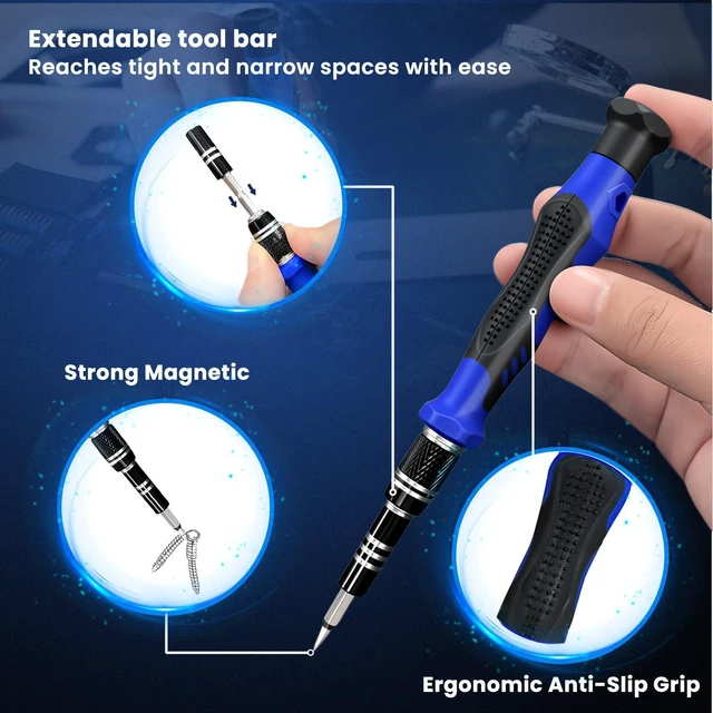Alt view image 6 of 7 - 142Pcs Precision Screwdriver Set for ElectronicsMulti-Bit Repair Tool Kit for iPhone,MacBook,Laptop,Tablet,PS4,Xbox,Nintendo|Magnetic Mat,ESD Tweezers,Suction Cup&Spudger|Comes with Repair Tool Bag