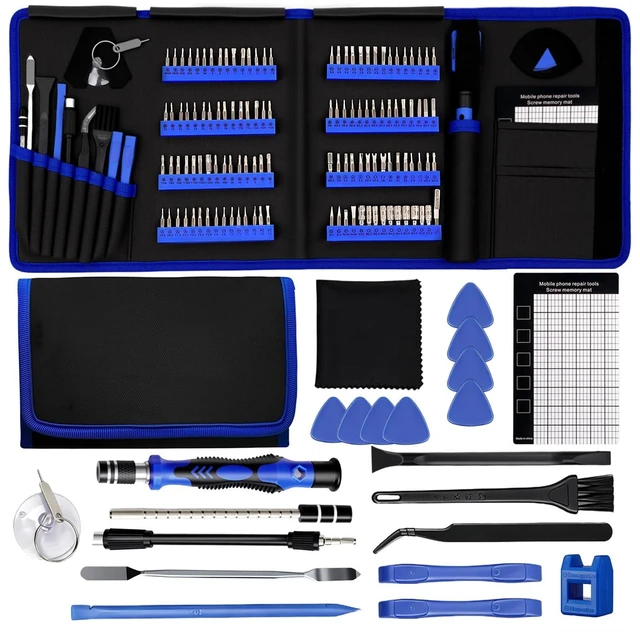 Main image of 142Pcs Precision Screwdriver Set for ElectronicsMulti-Bit Repair Tool Kit for iPhone,MacBook,Laptop,Tablet,PS4,Xbox,Nintendo|Magnetic Mat,ESD Tweezers,Suction Cup&Spudger|Comes with Repair Tool Bag
