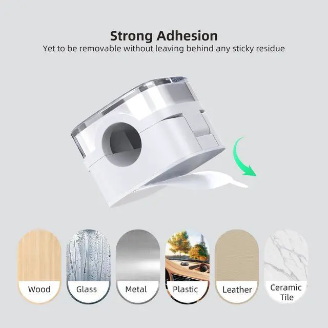 Alt view image 5 of 7 - WRIARICH Cord Holder, 6 Pack Magnetic Cable Clips, Strong Adhesive Cord Holder for Nightstand Desk Organizer Kitchen Appliances Car Wall Office Phone Wire Keeper, Clear White