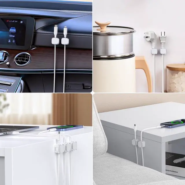 Alt view image 7 of 7 - WRIARICH Cord Holder, 6 Pack Magnetic Cable Clips, Strong Adhesive Cord Holder for Nightstand Desk Organizer Kitchen Appliances Car Wall Office Phone Wire Keeper, Clear White