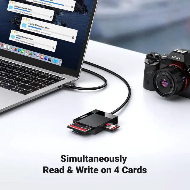 Alt view image 5 of 7 - WRIARICH SD Card Reader USB 3.0 Card Hub Adapter 5Gbps Read 4 Cards Simultaneously CF, CFI, TF, SDXC, SDHC, SD, MMC, Micro SDXC, Micro SD, Micro SDHC, MS, UHS-I (Black)