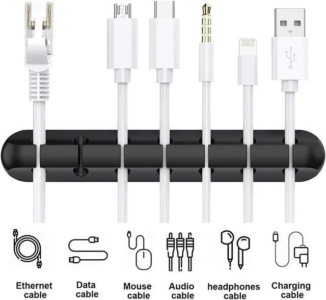 Alt view image 2 of 7 - WRIARICH Cable Holder Clips, 3-Pack Cable Management Cord Organizer Clips Silicone Self Adhesive for Desktop USB Charging Cable Nightstand Power Cord Mouse Cable Wire PC Office Home