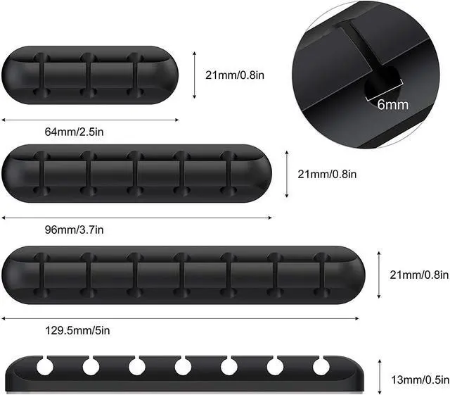Alt view image 4 of 7 - WRIARICH Cable Holder Clips, 3-Pack Cable Management Cord Organizer Clips Silicone Self Adhesive for Desktop USB Charging Cable Nightstand Power Cord Mouse Cable Wire PC Office Home