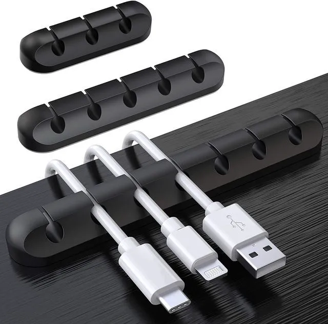 Main image of WRIARICH Cable Holder Clips, 3-Pack Cable Management Cord Organizer Clips Silicone Self Adhesive for Desktop USB Charging Cable Nightstand Power Cord Mouse Cable Wire PC Office Home