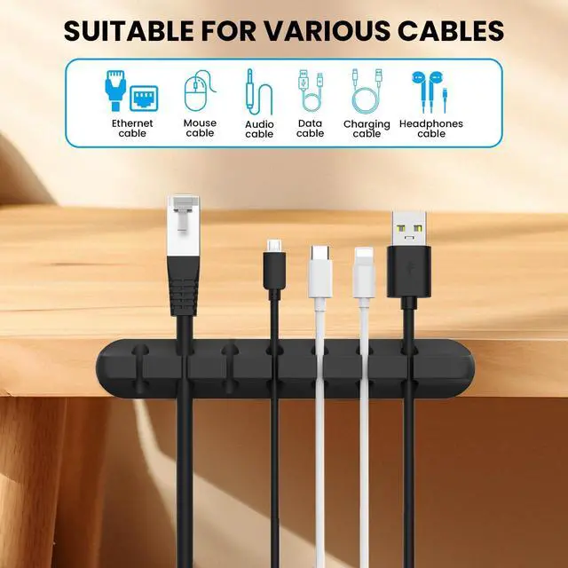 Alt view image 2 of 7 - WRIARICH Cable Clips, 3 Pack Cord Holders Cable Organizer Self Adhesive Cord Keeper for Desktop Organizing USB Cable/Nightstand Power Cord/Mouse Cable/Wire PC/Cord Clips for Home Office and Car
