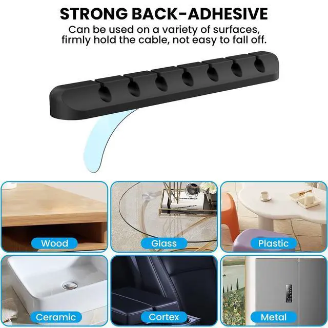 Alt view image 3 of 7 - WRIARICH Cable Clips, 3 Pack Cord Holders Cable Organizer Self Adhesive Cord Keeper for Desktop Organizing USB Cable/Nightstand Power Cord/Mouse Cable/Wire PC/Cord Clips for Home Office and Car