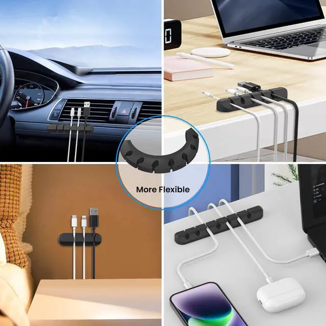 Alt view image 6 of 7 - WRIARICH Cable Clips, 3 Pack Cord Holders Cable Organizer Self Adhesive Cord Keeper for Desktop Organizing USB Cable/Nightstand Power Cord/Mouse Cable/Wire PC/Cord Clips for Home Office and Car