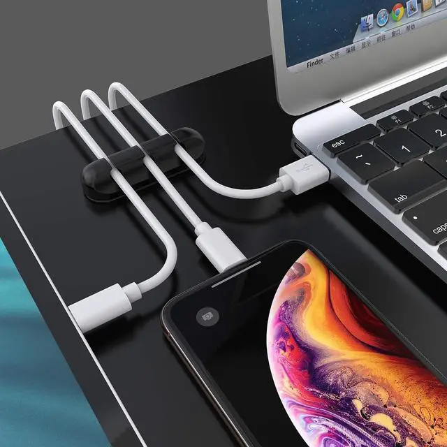 Alt view image 2 of 7 - WRIARICH Cable Holder Clips, 3-Pack Cable Management Cord Organizer Clips Silicone Self Adhesive for Desktop USB Charging Cable Nightstand Power Cord Mouse Cable Wire PC Office Home - Black