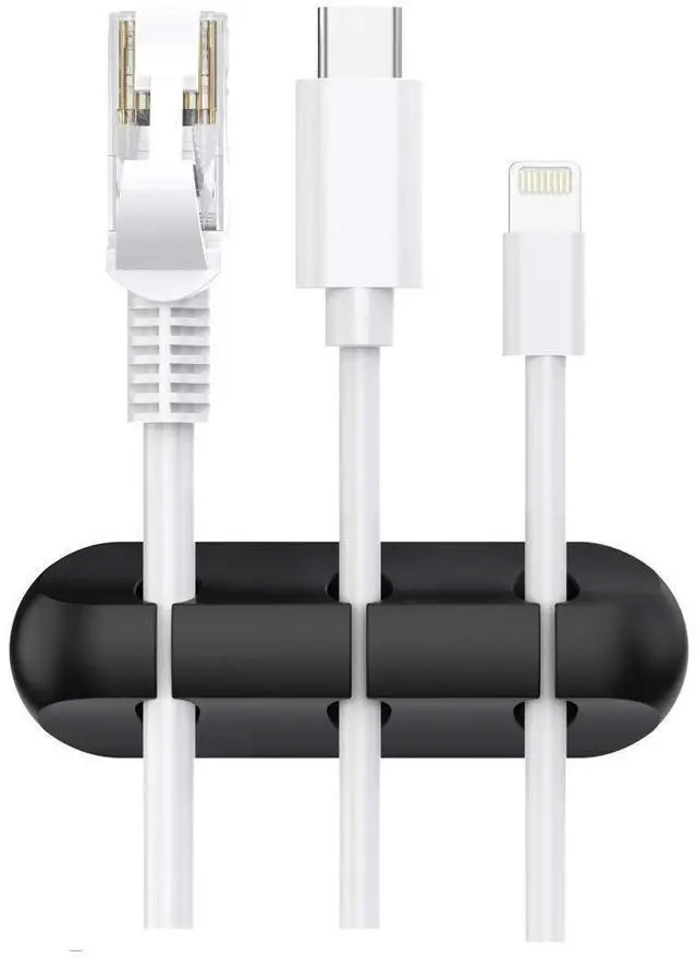 Alt view image 7 of 7 - WRIARICH Cable Holder Clips, 3-Pack Cable Management Cord Organizer Clips Silicone Self Adhesive for Desktop USB Charging Cable Nightstand Power Cord Mouse Cable Wire PC Office Home - Black