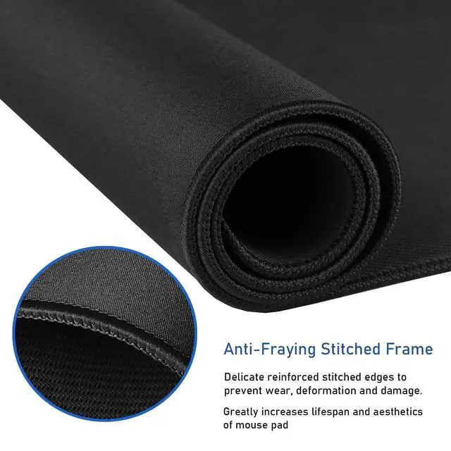 Alt view image 6 of 7 - WRIARICH Large Extended Gaming Mouse Pad with Stitched Edges, (31.5X15.7In) Durable Non-Slip Natural Rubber Base, Waterproof Computer Keyboard Pad Mat for Esports Pros/Gamer/Desktop/Office/Home-Black