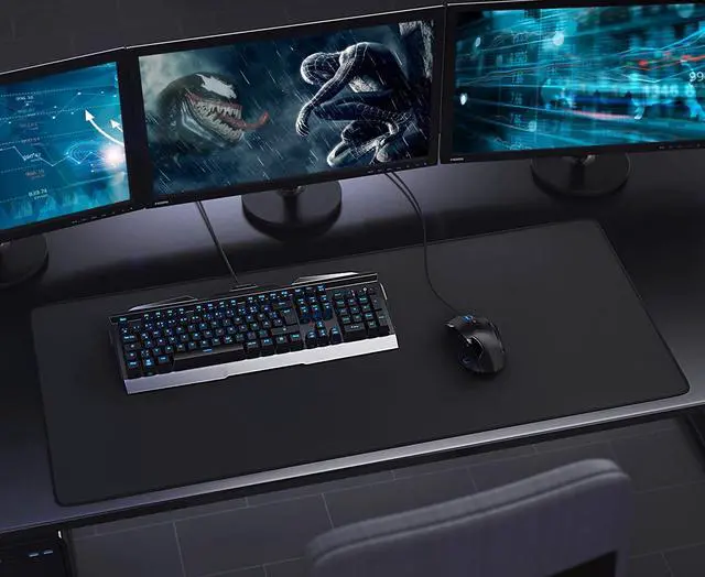 Alt view image 7 of 7 - WRIARICH Large Extended Gaming Mouse Pad with Stitched Edges, (31.5X15.7In) Durable Non-Slip Natural Rubber Base, Waterproof Computer Keyboard Pad Mat for Esports Pros/Gamer/Desktop/Office/Home-Black