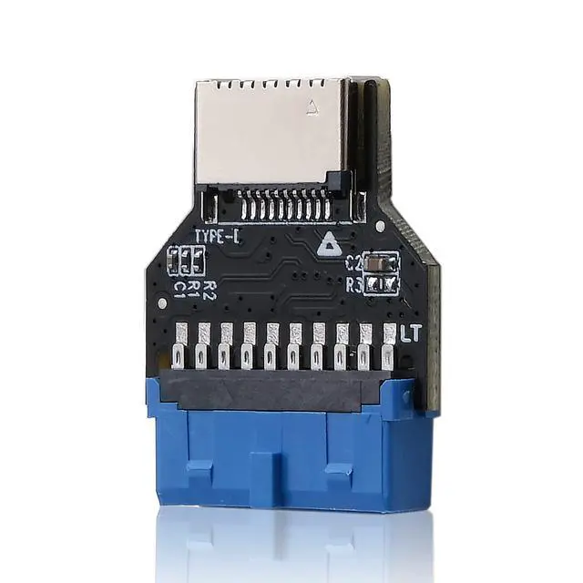 Alt view image 2 of 7 - WRIARICH USB 3.0 (USB3.1 Gen 2) Internal Header (19-Pin) to USB 3.1/3.2 Type-C (20-Pin) A-Key Front Panel 180 Degrees Adapter, Extend USB Type E Ports to PCs Front Panel USB Ports
