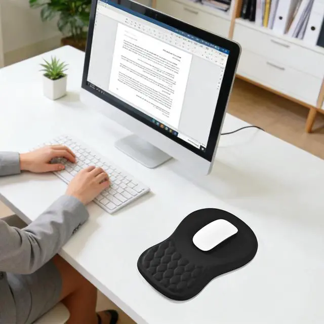 Alt view image 7 of 7 - WRIARICH Massage Ergonomic Mouse Pad with Wrist Rest, Dual-Slope Design for Carpal Tunnel Relief, Mousepad with Memory Foam Wrist Rest and Non-Slip PU Base, Office Desk Accessories