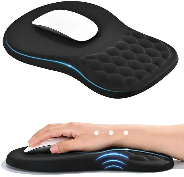 Main image of WRIARICH Massage Ergonomic Mouse Pad with Wrist Rest, Dual-Slope Design for Carpal Tunnel Relief, Mousepad with Memory Foam Wrist Rest and Non-Slip PU Base, Office Desk Accessories