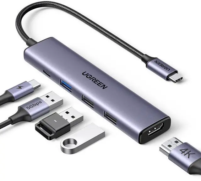 Main image of WRIARICH USB C Hub 5 in 1 Multiport USB Adapter 4K HDMI, 100W Power Delivery, 3 USB-A Data Ports, USB C Dongle for MacBook Pro/Air M5/M4/M3/M2/M1, iPad Pro, iMac, iPhone 16 Pro/Pro Max, XPS, Thinkpad