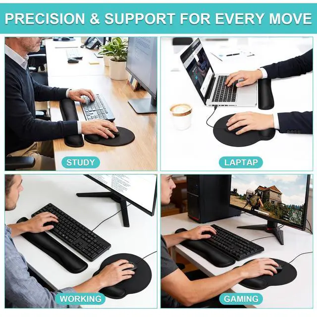 Alt view image 3 of 7 - WRIARICH Mouse Pad and Keyboard Wrist Rest- Ergonomic Wrist Rest for Computer Keyboard and Mouse Pad, Memory Foam Wrist Support for Comfy Typing, Ideal for Laptop, Office, Gaming