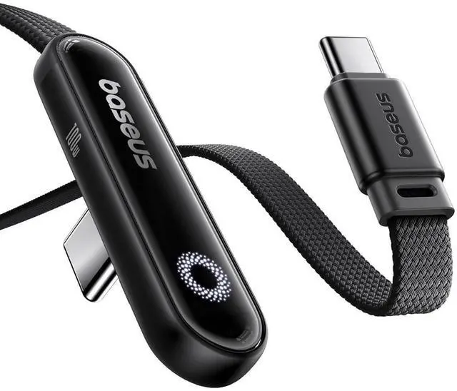 Main image of Baseus USB C Cable, 100W 5A Fast Charging Right Angle USB C Cable, USB C to USB C Charger Cable with Atmosphere Light, Type C Cable for iPhone 16 15 Pro Plus Pro Max, Galaxy S24/S23, MacBook (6.6ft)