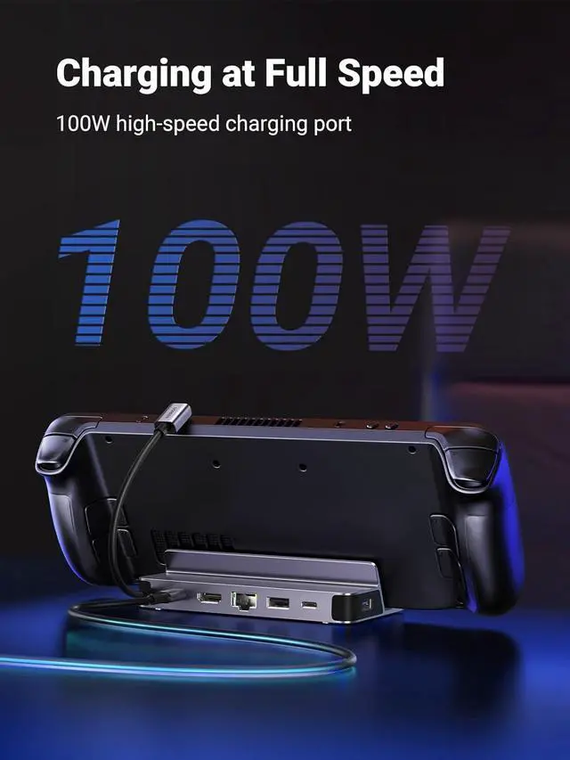 Alt view image 5 of 7 - WRIARICH Steam Deck Dock, 6-in-1 USB C Docking Station with 4K@60Hz HDMI, Gigabit Ethernet, PD 100W Charging 1xUSB C 2X USB 3.0 Compatible with Steam Deck Rog Ally iPhone 15 Pro/Pro Max
