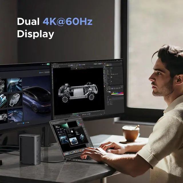 Alt view image 4 of 7 - WRIARICH Thunderbolt 4 Dock 13-in-1 40Gbps Docking Station with Dual 4K@60Hz Single 8K Display, 90W Charging for Laptop, 2.5GbE, SD/TF 4.0. Revodok Max 213 for MacBook Surface Pro and More